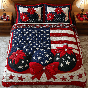 Americana Christmas 3-Piece Quilted Bedding Set