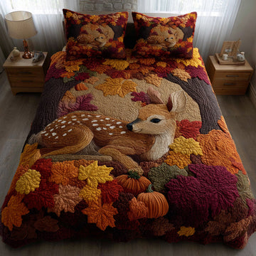 Autumn Fawn 3-Piece Quilted Bedding Set