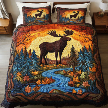 Autumn Glow Forest 3-Piece Quilted Bedding Set