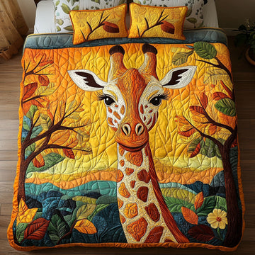 Autumn Harmony Giraffe 3-Piece Quilted Bedding Set