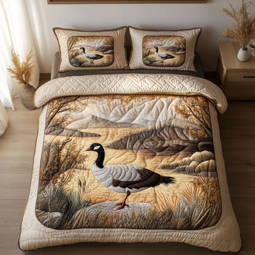 Autumn Majesty Geese 3-Piece Quilted Bedding Set