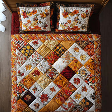 Autumn Petal Glow 3-Piece Quilted Bedding Set