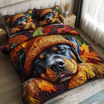Autumn Pup Dreams 3-Piece Quilted Bedding Set