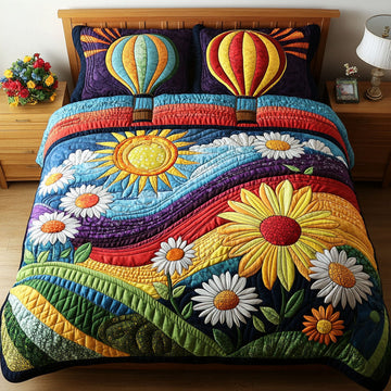 Balloons Of Sunshine 3-Piece Quilted Bedding Set