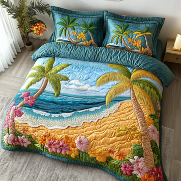 Beach Bliss Ocean 3-Piece Quilted Bedding Set