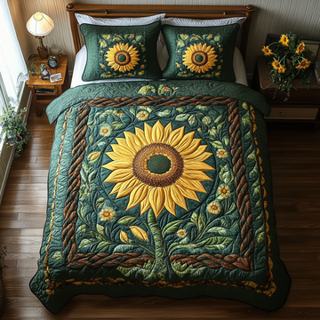 Blooming Sun Animal 3-Piece Quilted Bedding Set
