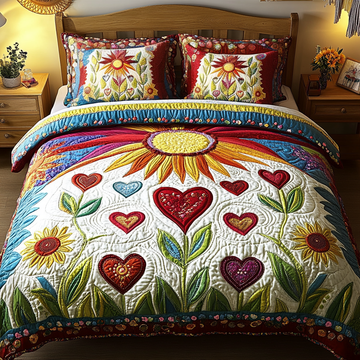 Blossom Path Blooms 3-Piece Quilted Bedding Set