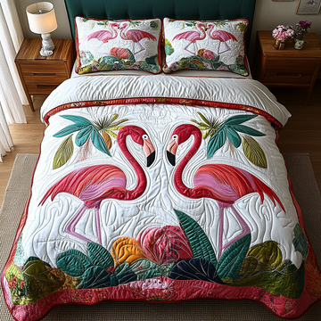 Blush Wings 3-Piece Quilted Bedding Set