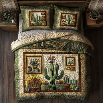 Cactus Cozy 3-Piece Quilted Bedding Set