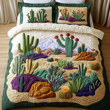 Cactus Dreamscape Cacti 3-Piece Quilted Bedding Set