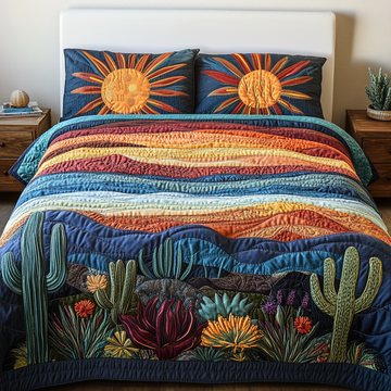 Cactus Garden Desert 3-Piece Quilted Bedding Set