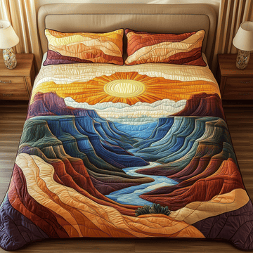 Canyon Sunrise Sun 3-Piece Quilted Bedding Set