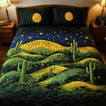 Celestial Cacti 3-Piece Quilted Bedding Set