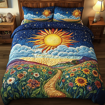 Celestial Garden Flower 3-Piece Quilted Bedding Set