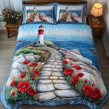 Coastal Lighthouse 3-Piece Quilted Bedding Set