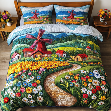 Colorful Fields Countryside 3-Piece Quilted Bedding Set
