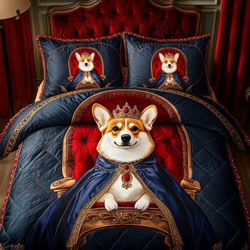 Corgi Kingdom 3-Piece Quilted Bedding Set