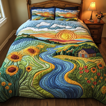 Cozy Cottage Countryside 3-Piece Quilted Bedding Set