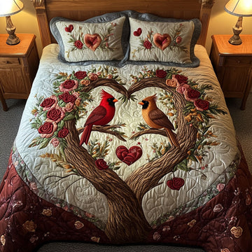 Crimson Bond 3-Piece Quilted Bedding Set