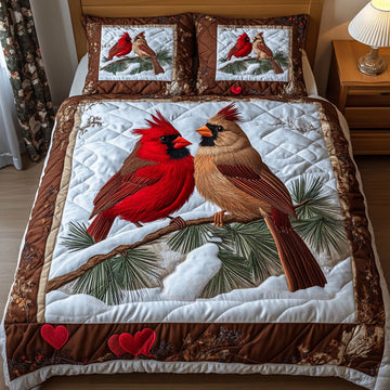 Crimson Embrace 3-Piece Quilted Bedding Set