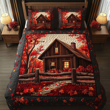 Crimson Retreat 3-Piece Quilted Bedding Set