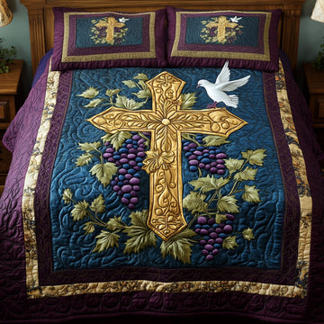 Dove Cross 3-Piece Quilted Bedding Set