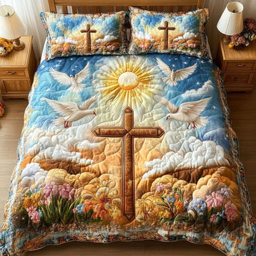 Dove Radiance 3-Piece Quilted Bedding Set