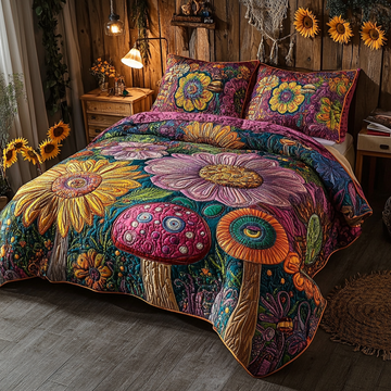 Dreamy Fungi 3-Piece Quilted Bedding Set