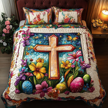 Easter Cross 3-Piece Quilted Bedding Set