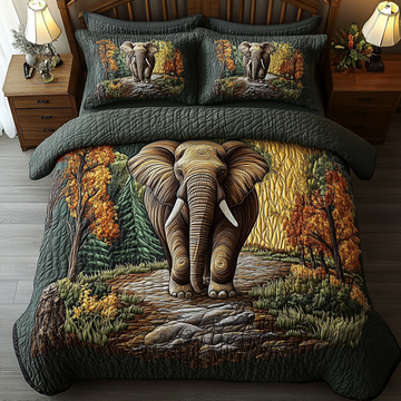 Elephant Haven 3-Piece Quilted Bedding Set