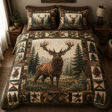 Elk Majesty 3-Piece Quilted Bedding Set