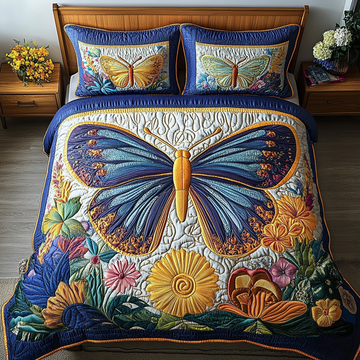 Ethereal Flight Bloom 3-Piece Quilted Bedding Set