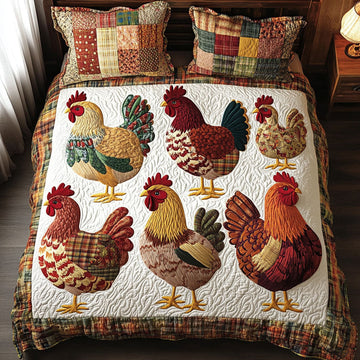 Farmyard Flock 3-Piece Quilted Bedding Set