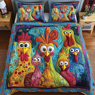 Feathered Friends Farm Animal 3-Piece Quilted Bedding Set