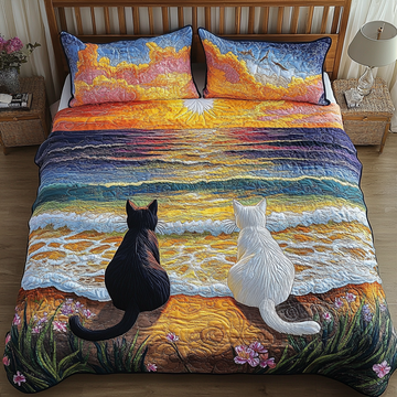 Feline Dream 3-Piece Quilted Bedding Set