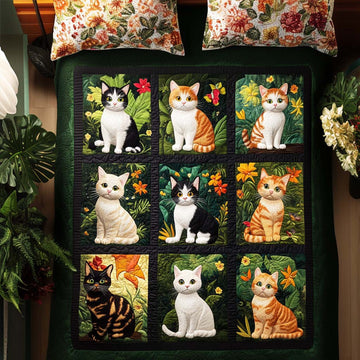 Feline Fancy Fun 3-Piece Quilted Bedding Set