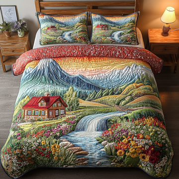 Flowing Rivers 3-Piece Quilted Bedding Set