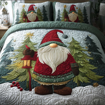 Forest Gnome 3-Piece Quilted Bedding Set