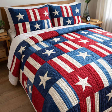 Freedom Blocks 3-Piece Quilted Bedding Set