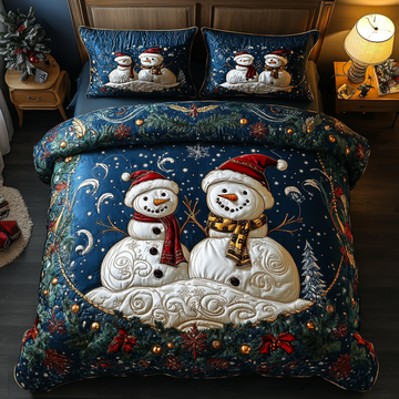Frosty Cheer Christmas 3-Piece Quilted Bedding Set