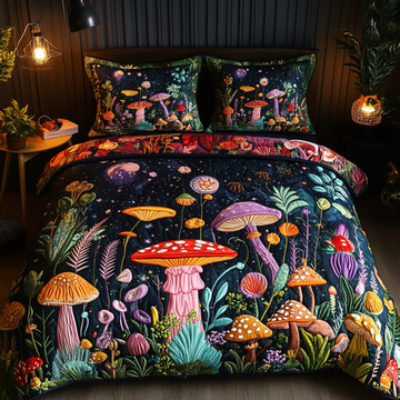 Fungi Forest 3-Piece Quilted Bedding Set