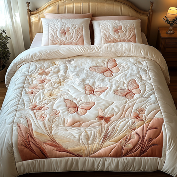 Garden Flutter Butterfly 3-Piece Quilted Bedding Set