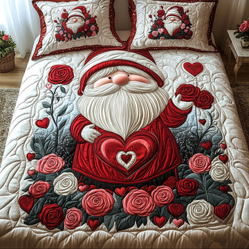 Garden Of Love Gnome 3-Piece Quilted Bedding Set