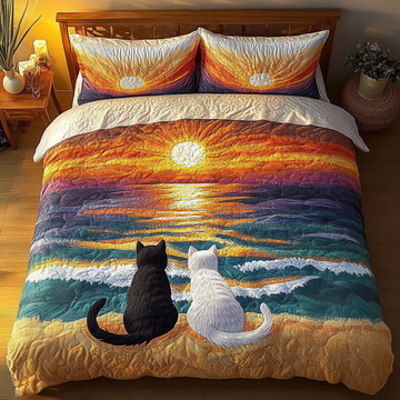 Gentle Felines 3-Piece Quilted Bedding Set