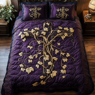Gold Vine 3-Piece Quilted Bedding Set