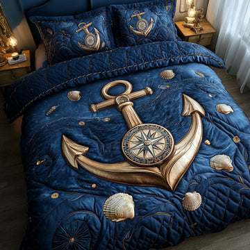 Golden Compass 3-Piece Quilted Bedding Set