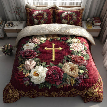 Golden Cross 3-Piece Quilted Bedding Set