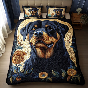 Golden Gaze Dog 3-Piece Quilted Bedding Set