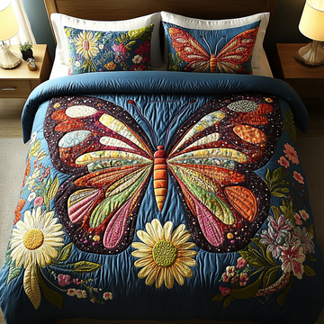 Golden Monarch 3-Piece Quilted Bedding Set