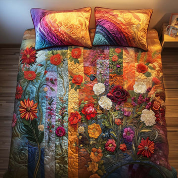 Golden Petal Fall 3-Piece Quilted Bedding Set
